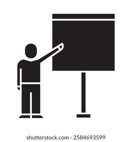 teacher, educator, instructor, presentation concept, simple linear, vector illustration