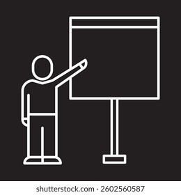 teacher, educator, instructor, presentation concept, simple linear, vector illustration