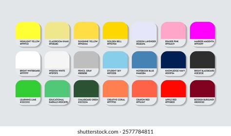 Teacher (Elementary, Secondary, College) Color Guide Palette with Color Names. Catalog Sample Secondary Teacher with RGB HEX codes and Names. Colors Palette, Teacher Color, Fashion Trend Color Palette