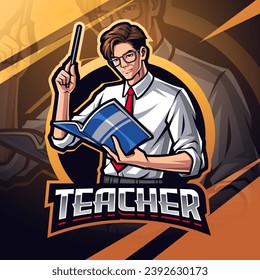 Teacher esport mascot logo design