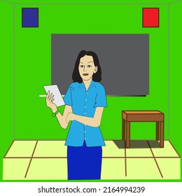 the teacher is explaining the lesson to her students

