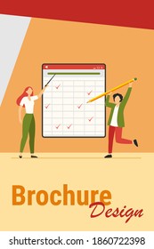 Teacher explaining task. Student passing test, drawing ticks in matrix flat vector illustration. Education, class, lesson concept for banner, website design or landing web page