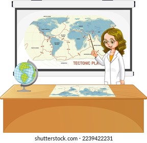 Lehrer erklärt tektonische Plattengrafik