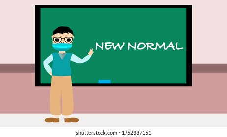 a teacher explains the lesson when new normal