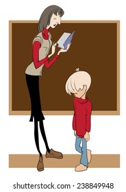 Teacher explains the topic negligent student