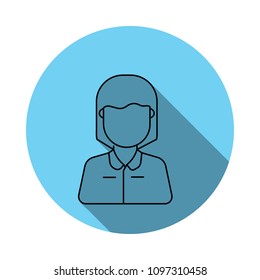 teacher Female avatar icon. Elements of avatar in flat blue colored icon. Premium quality graphic design icon. Simple icon for websites, web design, mobile app, info graphics on white background