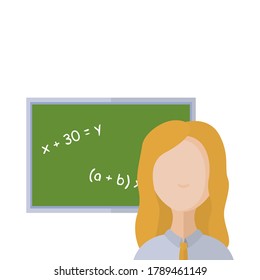 Icono plano del profesor. Ilustración escolar. Vector.