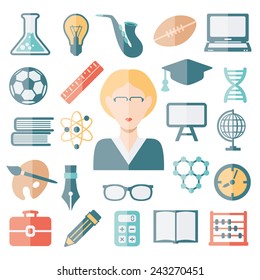 teacher flat icons