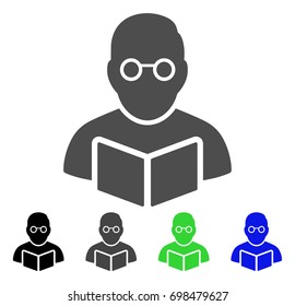 Teacher flat vector pictograph. Colored teacher, gray, black, blue, green pictogram variants. Flat icon style for web design.
