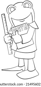 Teacher frog. Element for coloring page. Cartoon style.