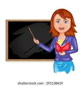 Teacher in front of blackboard 