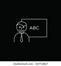 Teacher in front of blackboard profile icon black