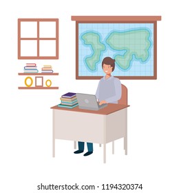 teacher in the geography class