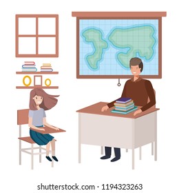 teacher in the geography class with students
