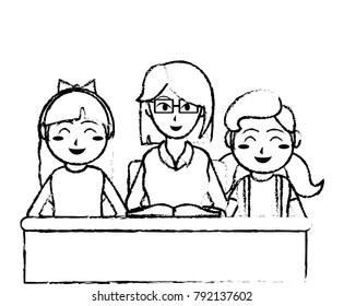 Teacher and girls design
