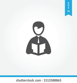 Teacher giving lecture vector icon, simple sign for web site and mobile app.