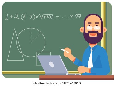Teacher giving lesson  in classroom.