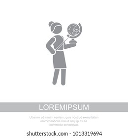 The teacher with the globe. Geography teacher icon