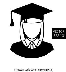 Teacher graduation icon tutor icon vector graduation prom image teacher icon teacher outlet. Woman. Thick outline. Stock vector.