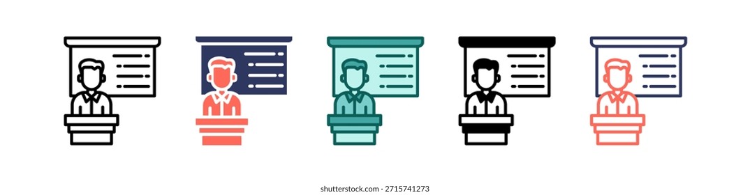 Ícone de orientação do professor Ilustração de vetor múltiplo