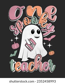 Diseño de camisetas de Halloween para profesores y plantilla de impresión. Archivo fácil de editar y de alta calidad.