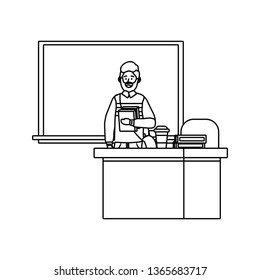 teacher having a class black and white