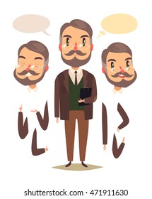 Teacher. Heads and hands elements. Vector character.