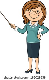 teacher with his wand pointing isolated-no transparency blending-EPS-8.