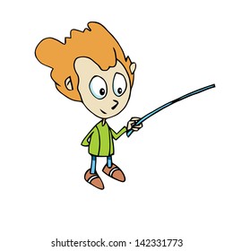 Teacher holding a pointer. Cartoon.
