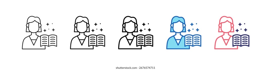 Ícone Do Professor Em 5 Estilos Diferentes Definem A Coleção.