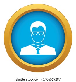 Teacher icon blue vector isolated on white background for any design
