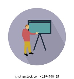 teacher icon - teacher with board - teaching board icon - vector school or classroom sign and symbol