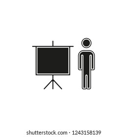 teacher icon - teacher with board - teaching board icon - vector school or classroom sign and symbol