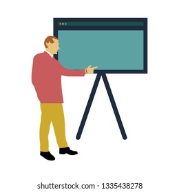 teacher icon - teacher with board - teaching board icon - vector school or classroom sign and symbol