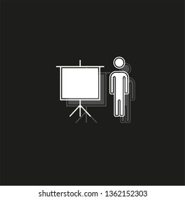 teacher icon - teacher with board - teaching board icon - vector school or classroom sign and symbol