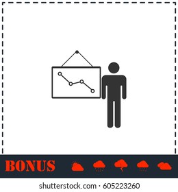 Teacher icon flat. Simple vector symbol and bonus icon