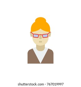 Teacher icon flat symbol. Isolated vector illustration of female professor sign teacher icon concept for your web site mobile app logo UI design.