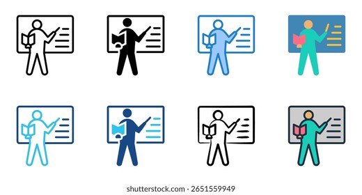 Teacher icon set multiple style collection 
