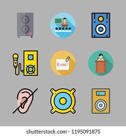 teacher icon set. vector set about lecture, deaf, physics and speaker icons set.