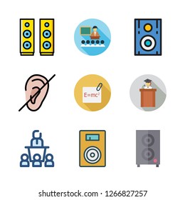 teacher icon set. vector set about conference, speaker, physics and deaf icons set.