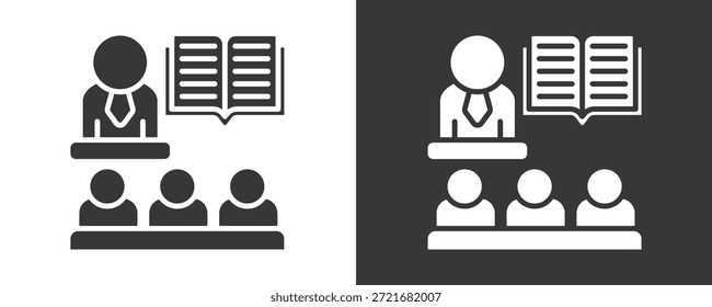 Teacher Icon Set Vector Collection Isolated In Black And White