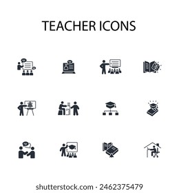 Conjunto de iconos de profesor.Vector.Trazo editable.signo de estilo lineal para el uso de Diseño web,logo.Ilustración de símbolo.