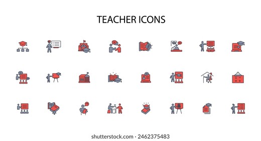 Conjunto de iconos de profesor.Vector.Trazo editable.signo de estilo lineal para el uso de Diseño web,logo.Ilustración de símbolo.