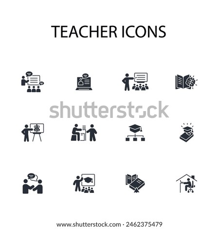 Teacher icon set.vector.Editable stroke.linear style sign for use web design,logo.Symbol illustration.