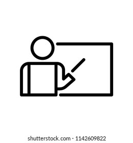 Teacher icon, simple design, stroke outline style. Line vector. Isolate on white background.