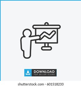 teacher icon. simple outline teacher vector icon. on white background.