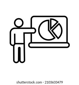 teacher icon or symbol design explaining pie chart