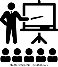 Imagen vectorial del símbolo de icono del profesor. Ilustración de la imagen de diseño del icono de la escuela de negocios. EPS 10