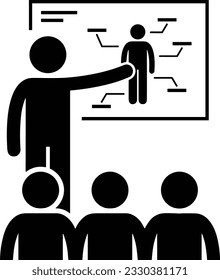 Imagen vectorial del símbolo de icono del profesor. Ilustración de la imagen de diseño del icono de la escuela de negocios. EPS 10