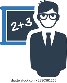 Imagen vectorial del símbolo de icono del profesor. Ilustración de la imagen de diseño del icono de la escuela de negocios. EPS 10